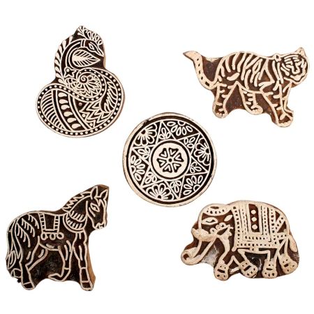 Set of 5 Piece New Mix Wooden Printing Block